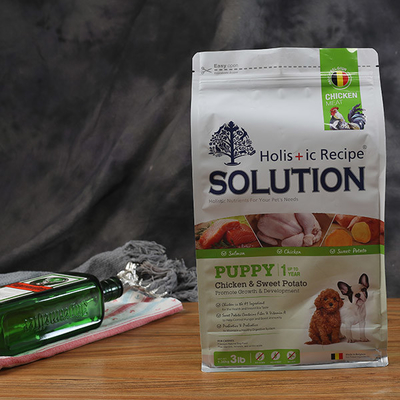 Plastik Köpek BRC Pet Gıda Ambalaj Torbası Stand Up Kılıfı Fermuarlı Düz ​​Tabanlı Körüklü Torbalar