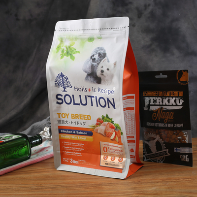 Alüminyum Folyo Lamine 60mic Balık Yemi Ambalajı Düz ​​Tabanlı Köpek Tedavi Paketleri