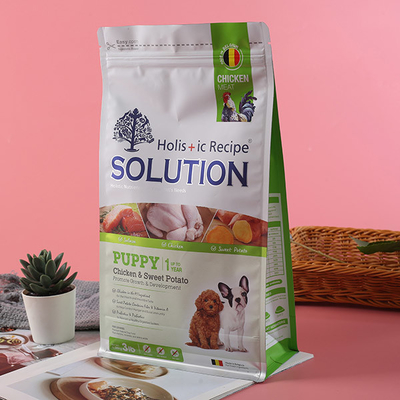 Büyük Düz Tabanlı 500g Köpek Maması Torbaları Geri Dönüştürülebilir Plastik Geri Dönüşüm Evcil Hayvan Yemi Torbaları