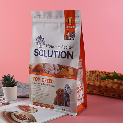 Büyük Düz Tabanlı 500g Köpek Maması Torbaları Geri Dönüştürülebilir Plastik Geri Dönüşüm Evcil Hayvan Yemi Torbaları