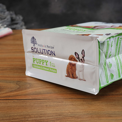 Plastik Köpek BRC Pet Gıda Ambalaj Torbası Stand Up Kılıfı Fermuarlı Düz ​​Tabanlı Körüklü Torbalar