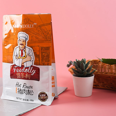 UV Baskı Metalik Folyo Sağlıklı 60mic Düz Tabanlı Körüklü Torbalar, Fermuarlı Kese ile