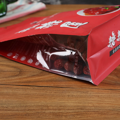 Snack 60mic Düz Tabanlı Çanta Ambalajı Daimi Kese Düz Tabanlı