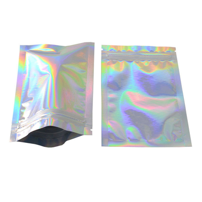 Parlak Yüzey Açılıp Kapanabilir Fermuarlı Çantalar Gökkuşağı Renkli Lazer Holografik